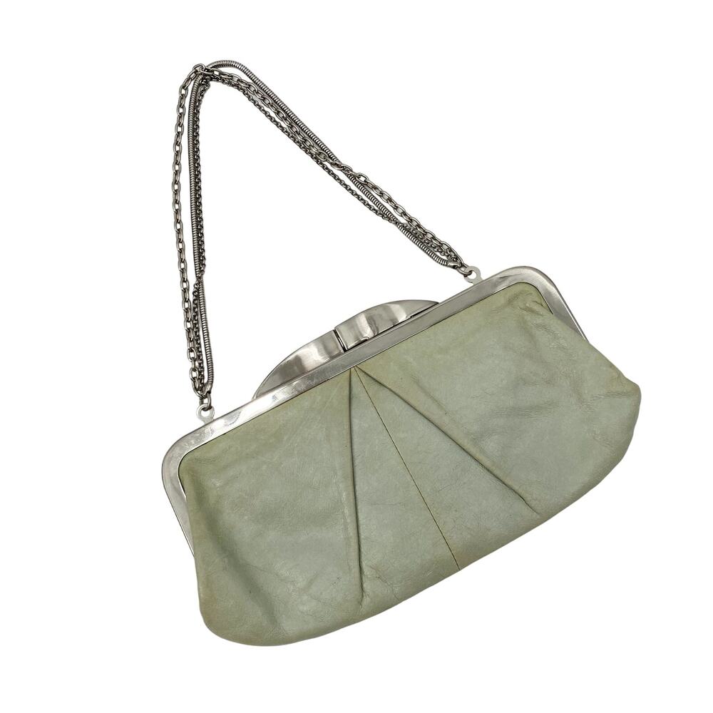 Hobo Light Green Leather Clutch Handbag